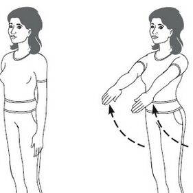 Esercizio per il trattamento dell'artrosi dell'articolazione della spalla sollevamento delle braccia dritte